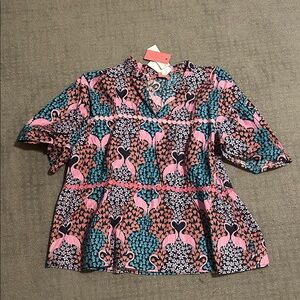 Colorful Flamingo Print Blouse by simply southern